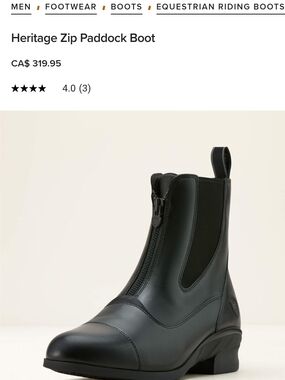 Heritage Ariat Zip Paddock Boot in Black